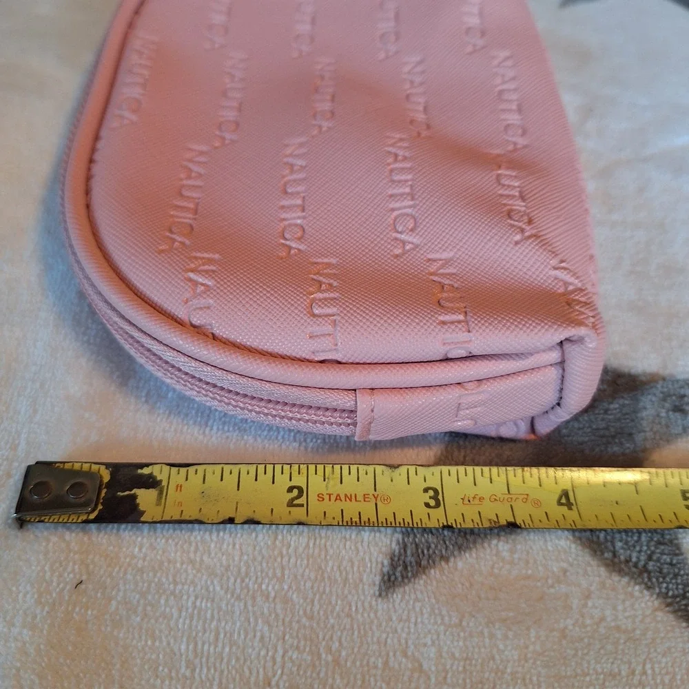 Nautica Cosmetic Bag Zip Pouch Pink Nautica Logo Print Navy Liner Makeup Travel